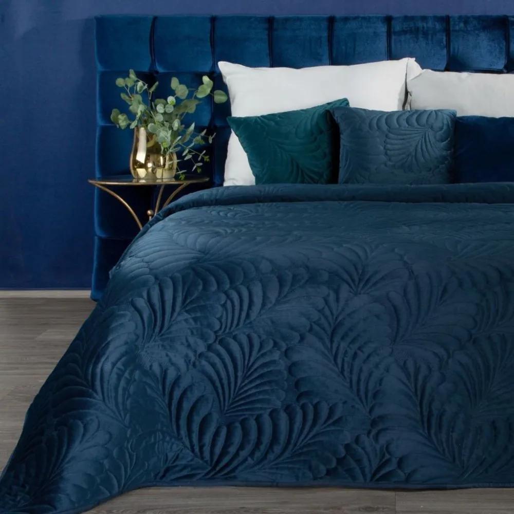 Cuvertură de pat de lux din catifea de culoare albastru închis Lăţime: 170 cm | Lungime: 210 cm