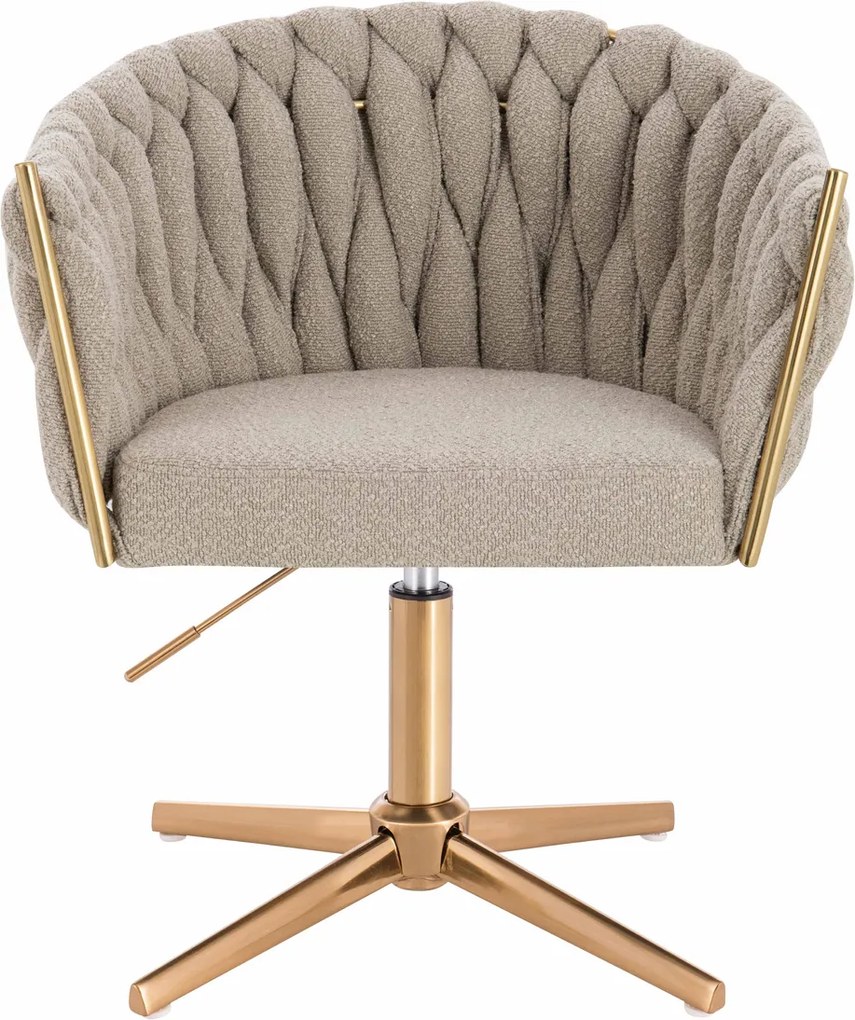 HR750CROSS Scaun Latte Boucle cu Bază Aurie