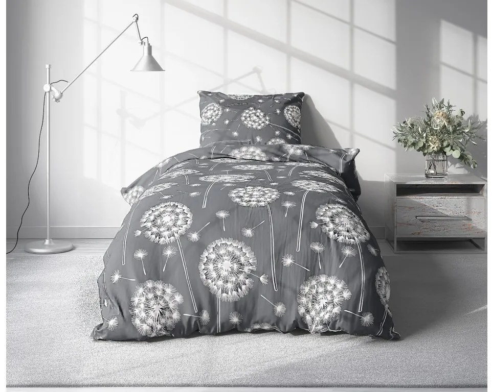 Lenjerie de pat creponata DANDELION BLEND gri Dimensiune lenjerie de pat: 70 x 90 cm | 140 x 200 cm