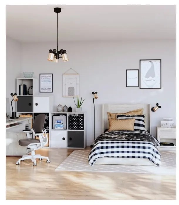 Lustră pentru copii neagră/aurie cu abajur din metal Mouse – GTV