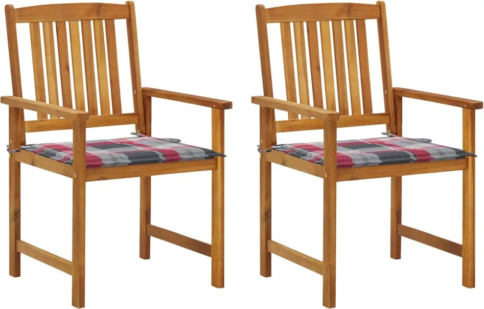 vidaXL Scaune de grădină cu perne, 2 buc., lemn masiv de acacia