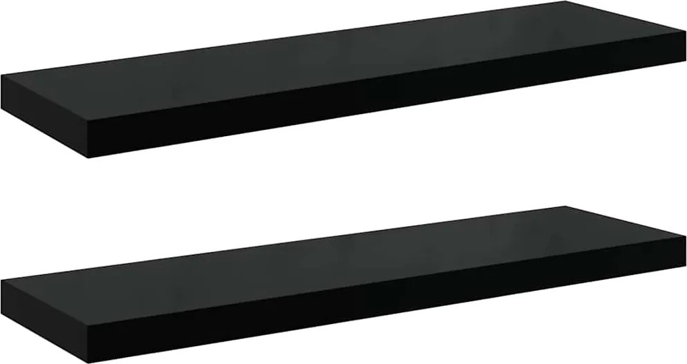 vidaXL Rafturi de perete 2 buc., negru extralucios, 80x23,5x3,8 cm MDF