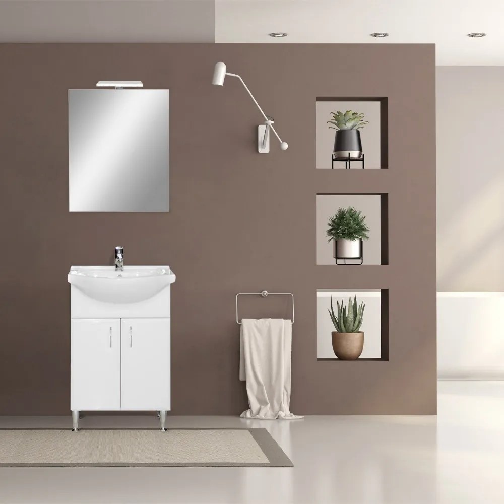 Mobilier complet de baie Bianca Prime 55, alb lucios