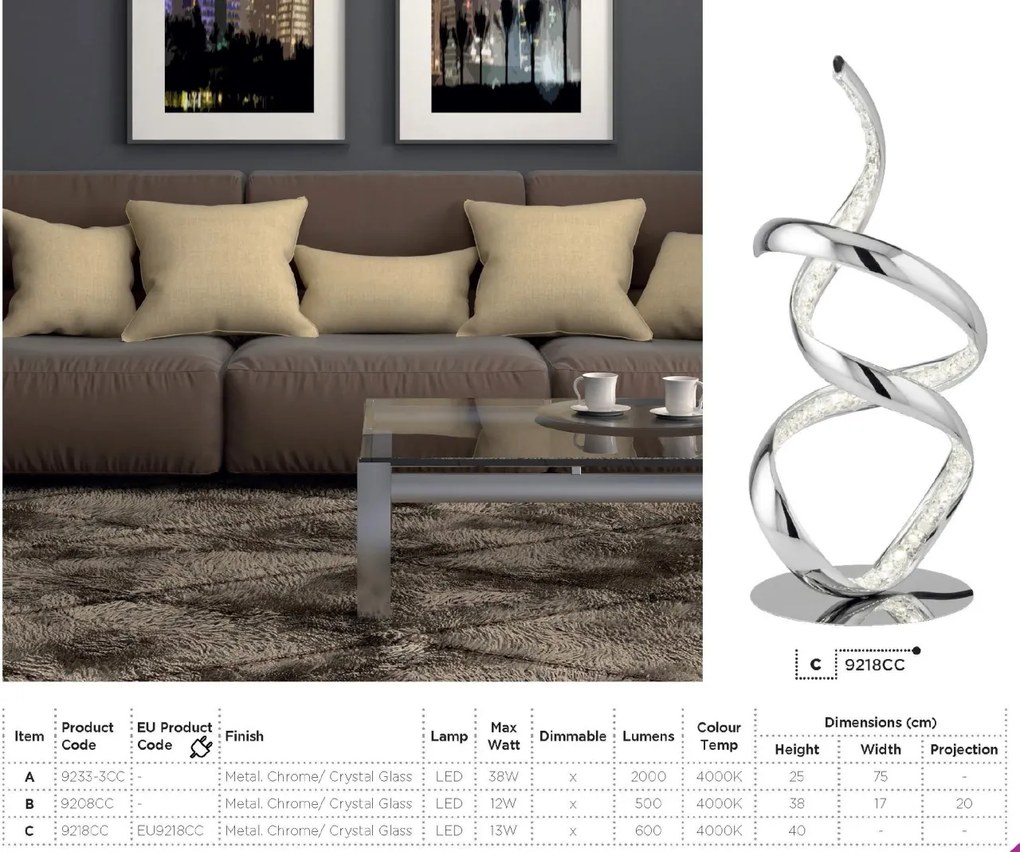 Lustra LED moderna design cromat Twirls 38W 9233-3CC SRT