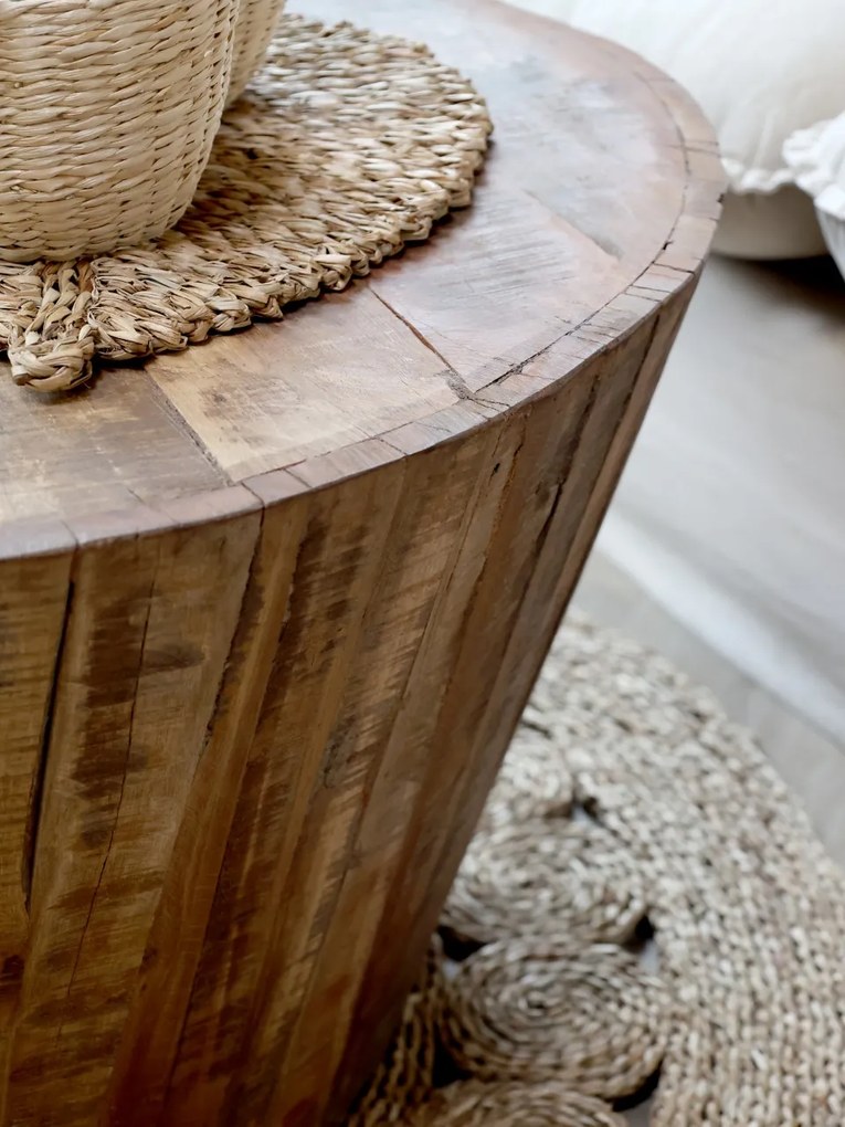 Masuta de cafea din lemn reciclat, aspect rustic, Grimaud