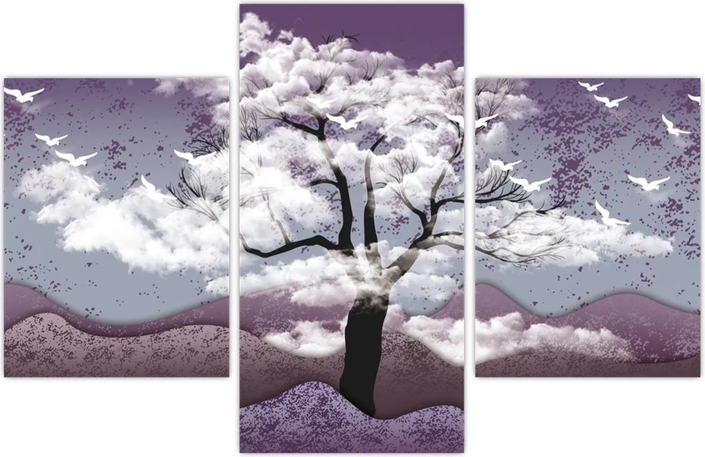 Tablou - Copac în nori (90x60 cm)