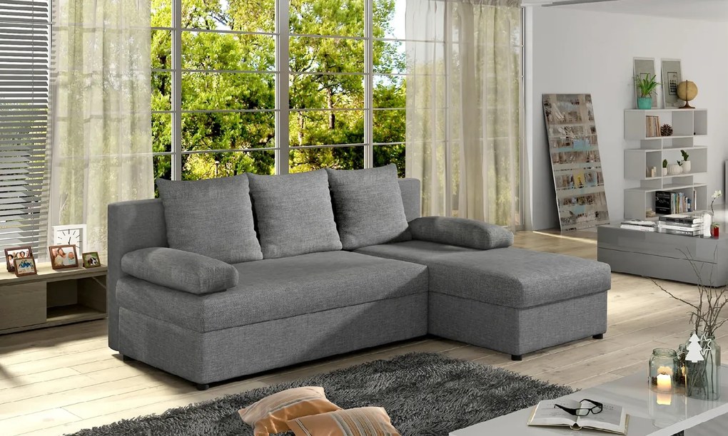 OFERTA Canapea de colt extensibila gri GINO, reversibila II. calitate