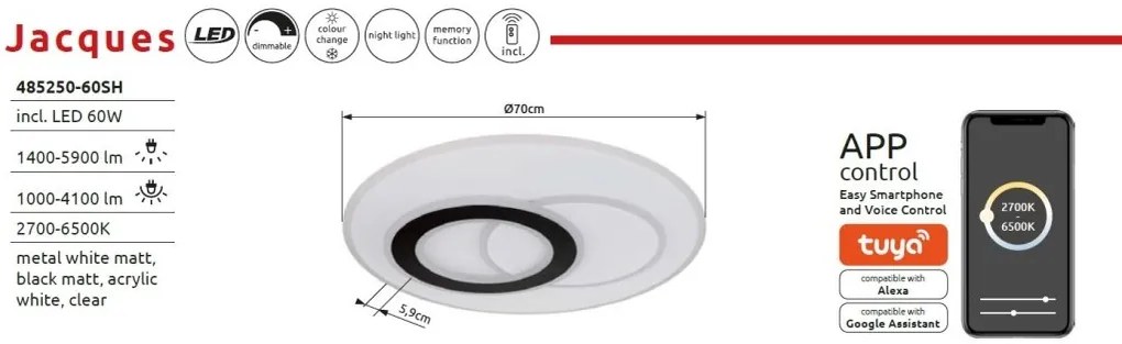 Lustra LED aplicata cu telecomanda JACQUES