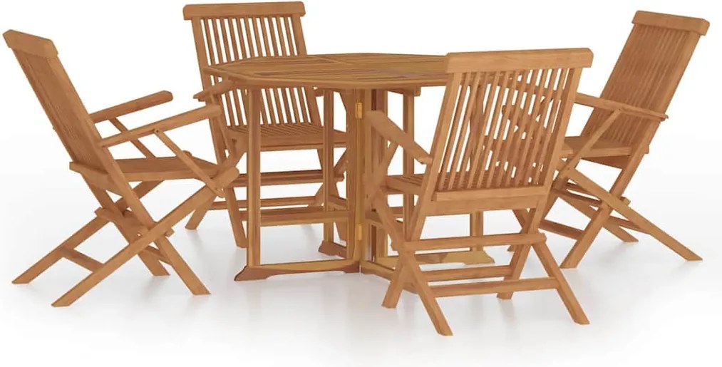 vidaXL Set de mobilier de exterior pliabil, 5 piese, lemn masiv de tec