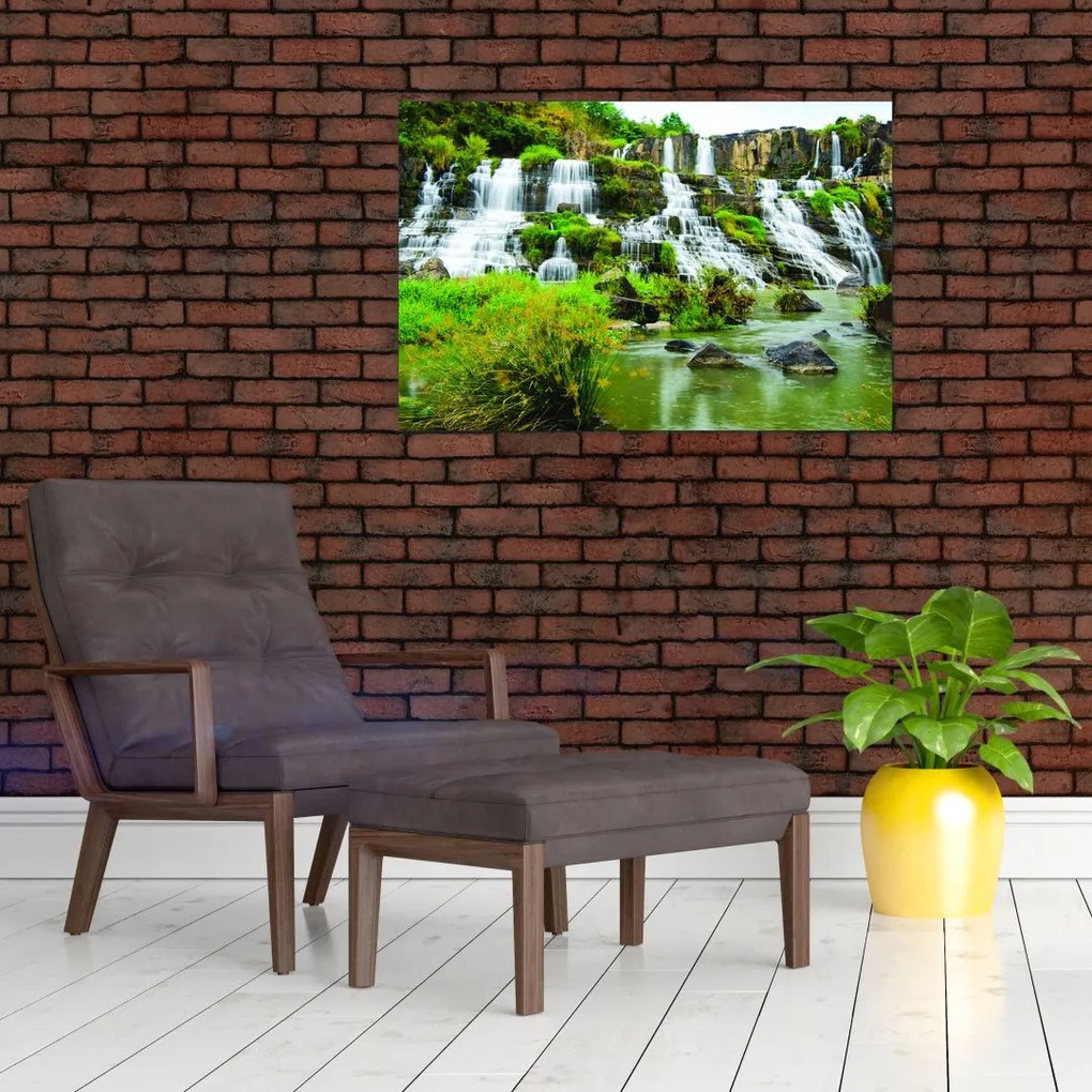 Tablou - cascade cu plante (90x60 cm)