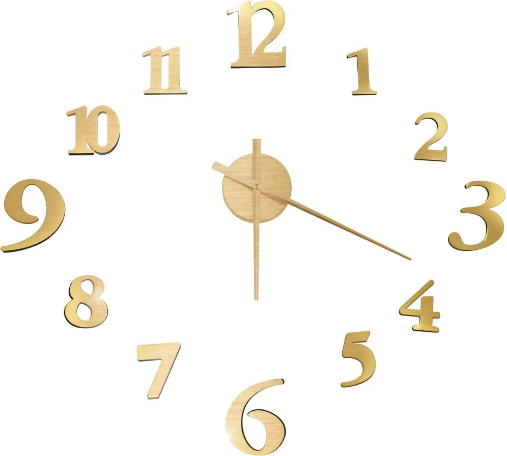 vidaXL Ceas de perete 3D, auriu, 100 cm, XXL, design modern