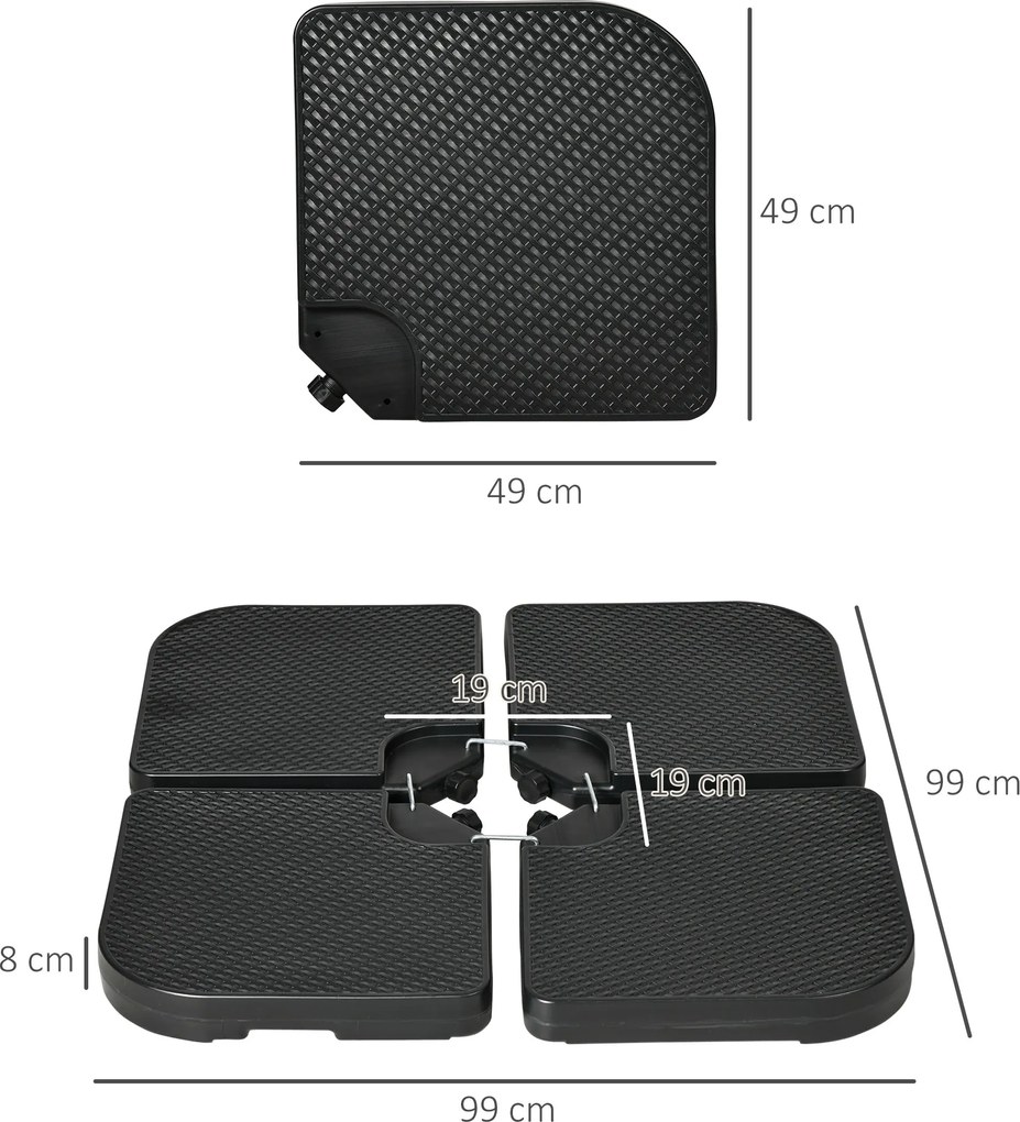 Outsunny Bază pentru Umbrelă de Gradină, 100x100x8 cm, Negru | Aosom Romania