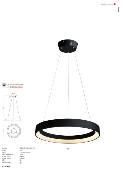 Lustră LED pe cablu Redo 01-672 LOOP LED/48W/230V d. 60 cm alb