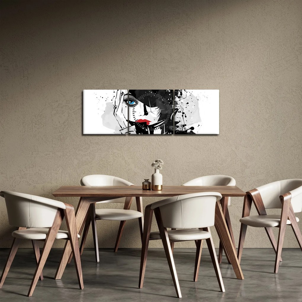 Tablou - Femeia misterioasă (cu ceas) (90x30 cm)