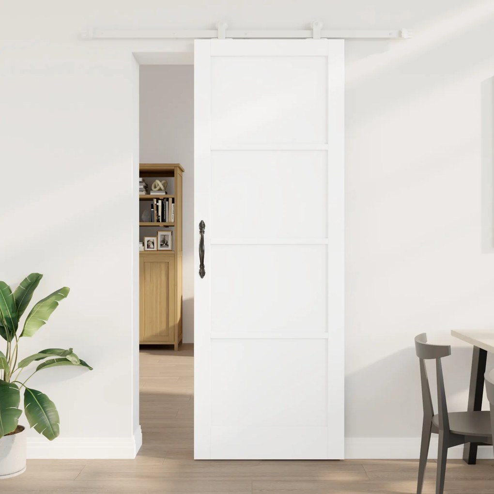 vidaXL Set de Uși Glisante Alb 83 x 232 cm Lemn masiv de pin și oțel