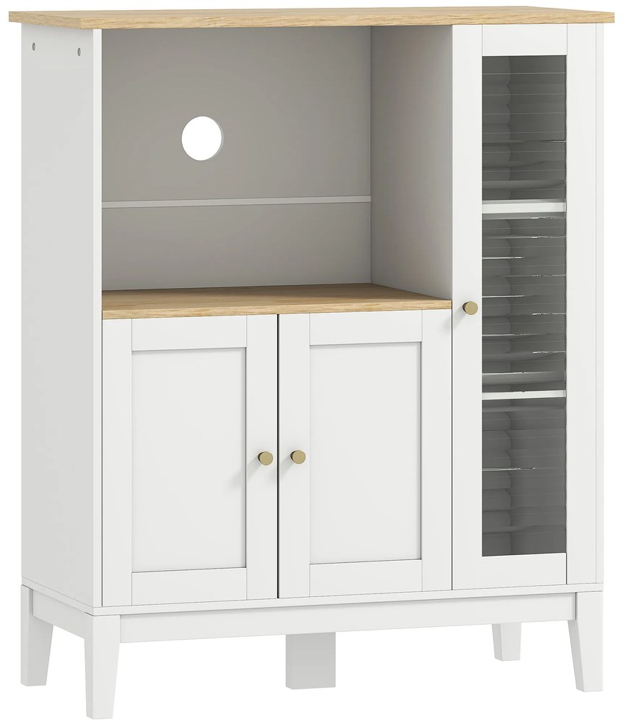 HOMCOM Dulap pentru Microunde cu Dulap Inferior și Rafturi Laterale din Lemn Alb | Aosom Romania