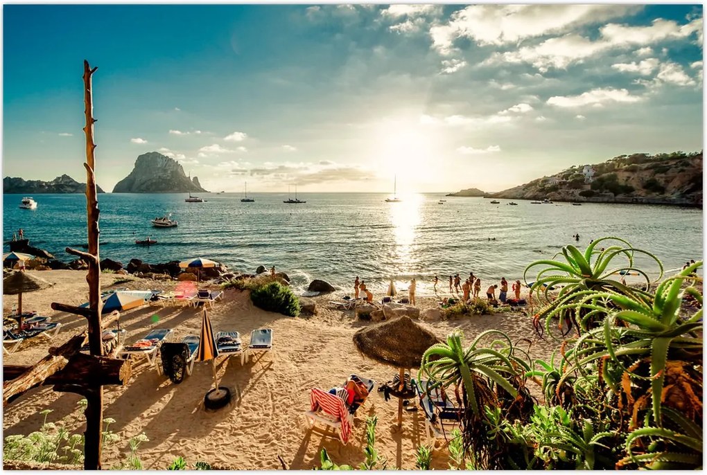 Tablou - Plajă cu oameni (90x60 cm)