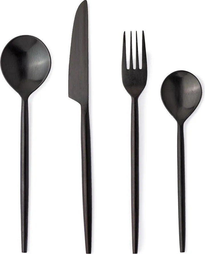 Tacâmuri negre din oțel inoxidabil 16 buc. pentru 4 persoane Bronte – Bizzotto