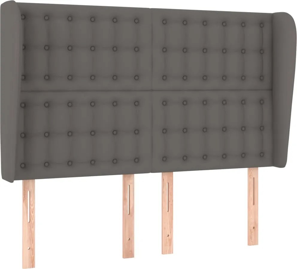 vidaXL Tăblie de pat cu aripioare gri 147x23x118/128 cm piele eco