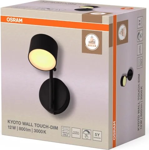 Osram - Aplică de perete LED reglabilă DECOR KYOTO LED/12W/230V neagră
