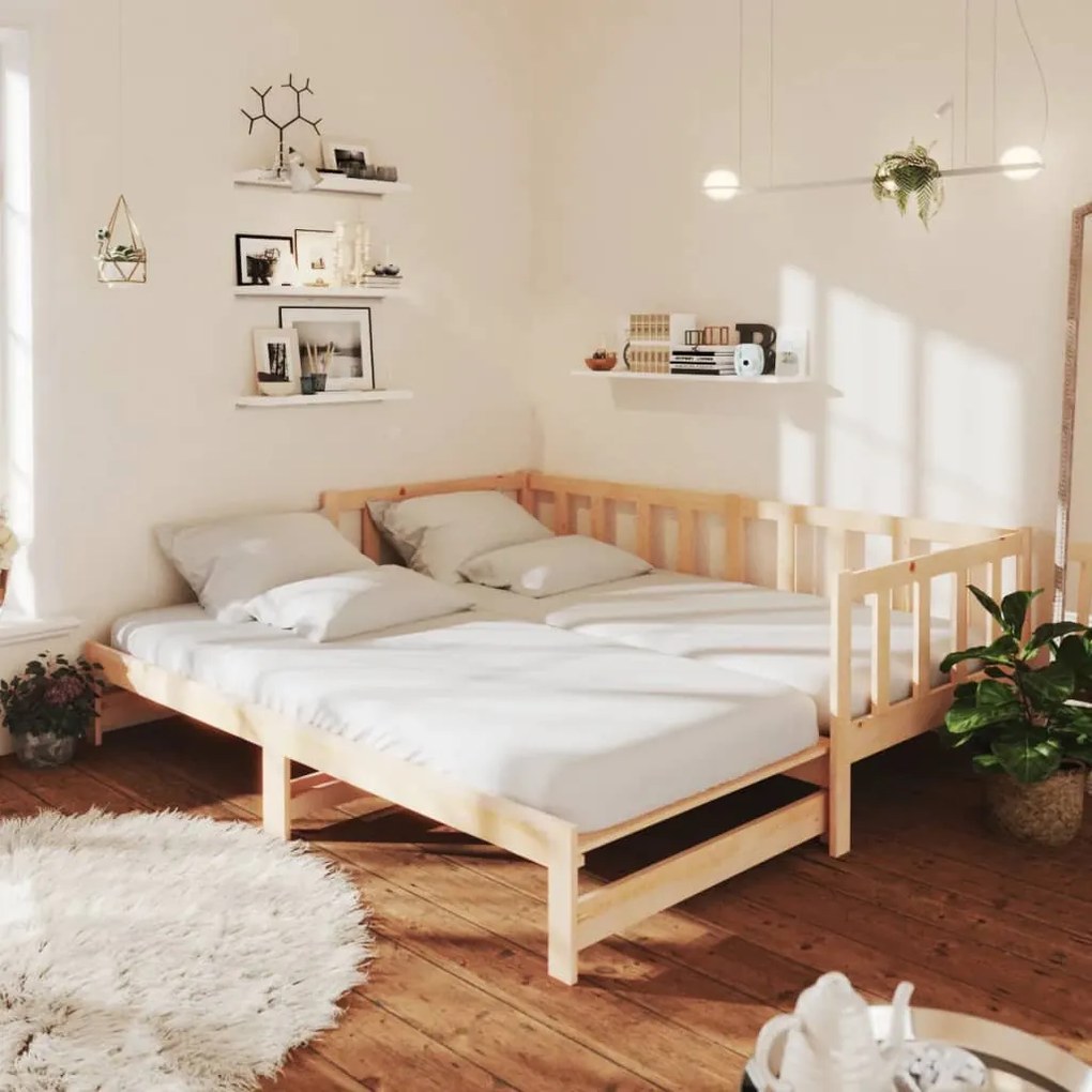 3083664 vidaXL Pat extensibil de zi, 2x(90x200) cm, lemn masiv de pin