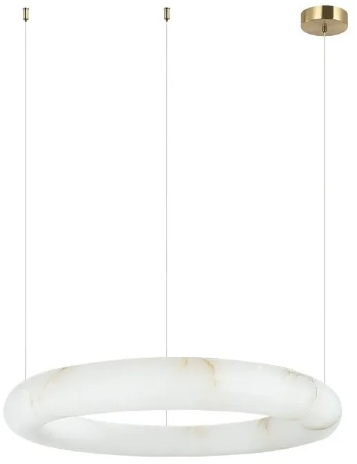 Lustra LED, Design Circular, 49cm, ALABASTER- BRONZE, ZB-2543