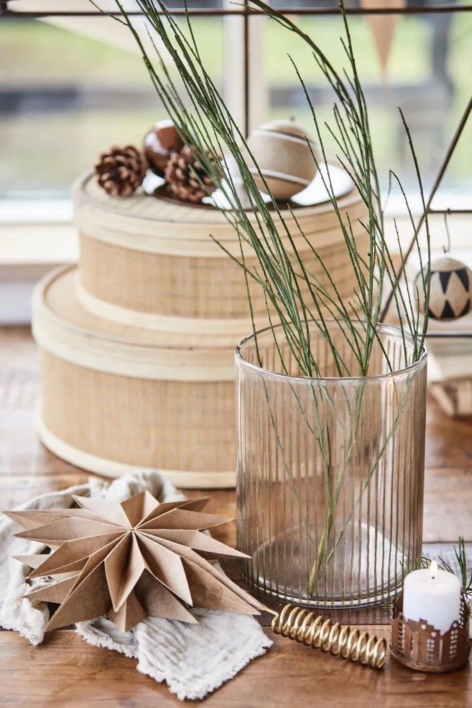 IB Laursen Vaza de sticla cu decor din alama INLAID