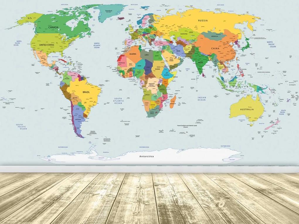 Fototapet - Harta lumii - țările (254x184 cm), în 8 de alte dimensiuni noi