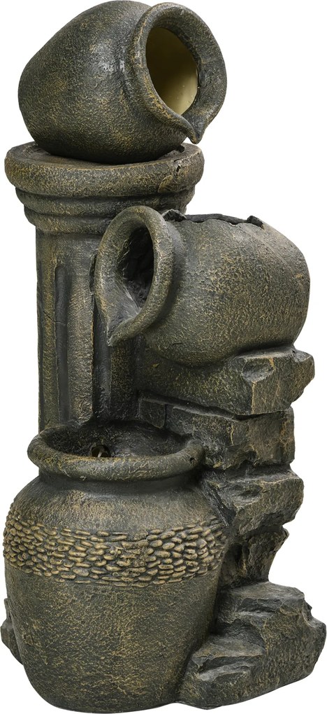 Outsunny Fântână arteziană, pompă reglabilă, rezistentă la intemperii, 25 cm x 24 cm x 60 cm, Gri | Aosom Romania