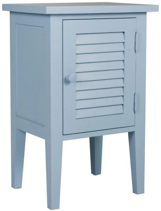 Noptiera bleu, din lemn de pin, aspect vintage, Persienne