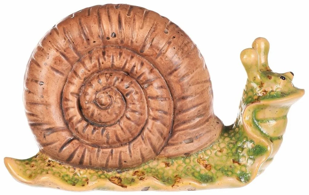 Decorație de grădină Melc maro deschis, 16 x 7 x10 cm, ceramică