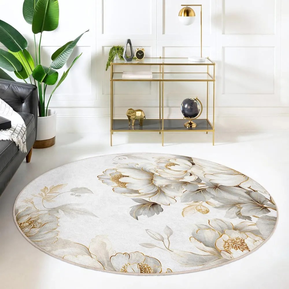 Covor gri deschis/bej lavabil rotund ø 150 cm Soft and Gentle – Mila Home