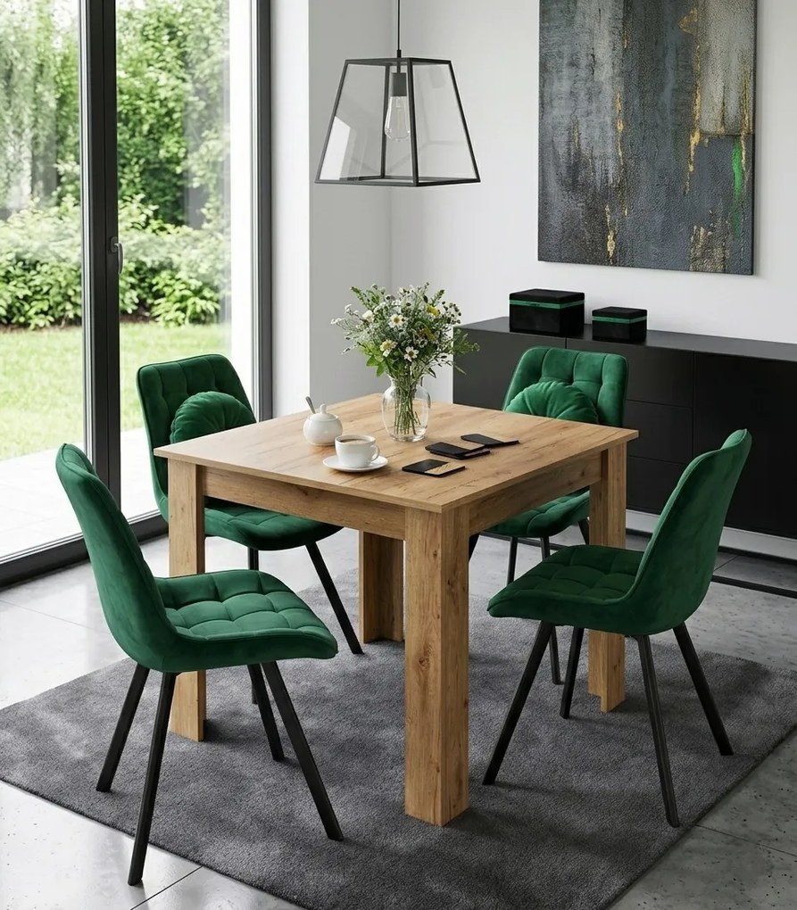 Scaun de masa SORIA VELVET cu picioare negre, verde