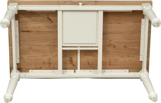 Masa fixa, L140 80 H80 cm, cu sertar, lemn masiv alb antichizat/natur