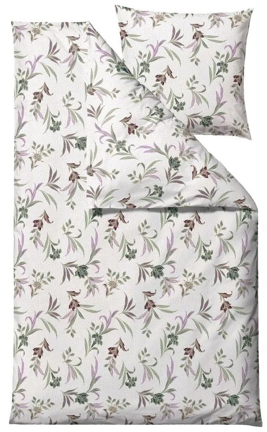 Lenjerie de pat verde/bej din bumbac satinat pentru pat de o persoană 140x200 cm Soft Tropic – Södahl