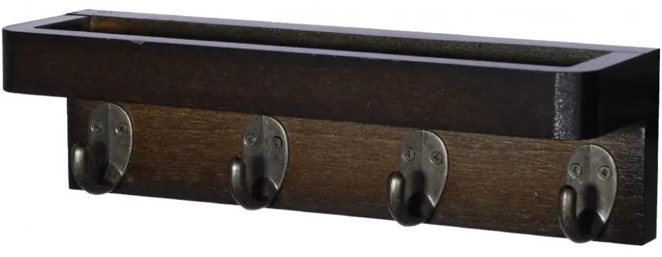 Cuier cu 4 carlige pentru chei HomeXin, lemn/cupru, maro/negru, 25,4 x 7,62 x 7,29 cm
