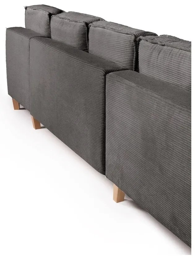 Colțar gri extensibil cu tapițerie din catifea reiată (cu colț pe partea stângă /în formă de "U") Tori – Bonami Selection