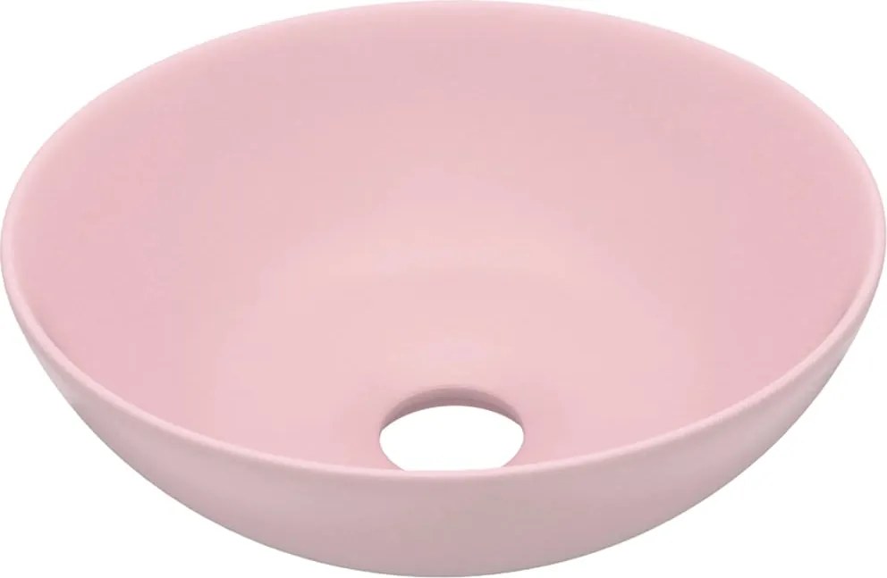 vidaXL Chiuvetă de baie, roz mat, ceramică, rotund