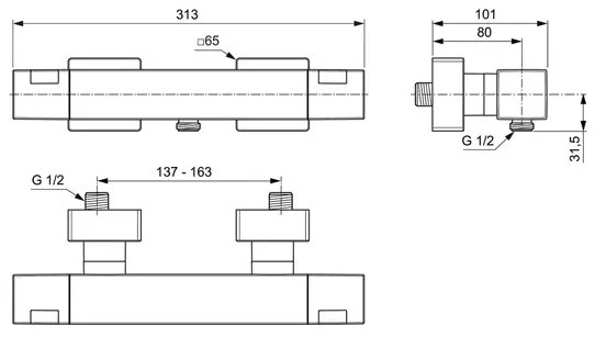 Baterie dus Ideal Standard Ceratherm C100 termostatata crom lucios