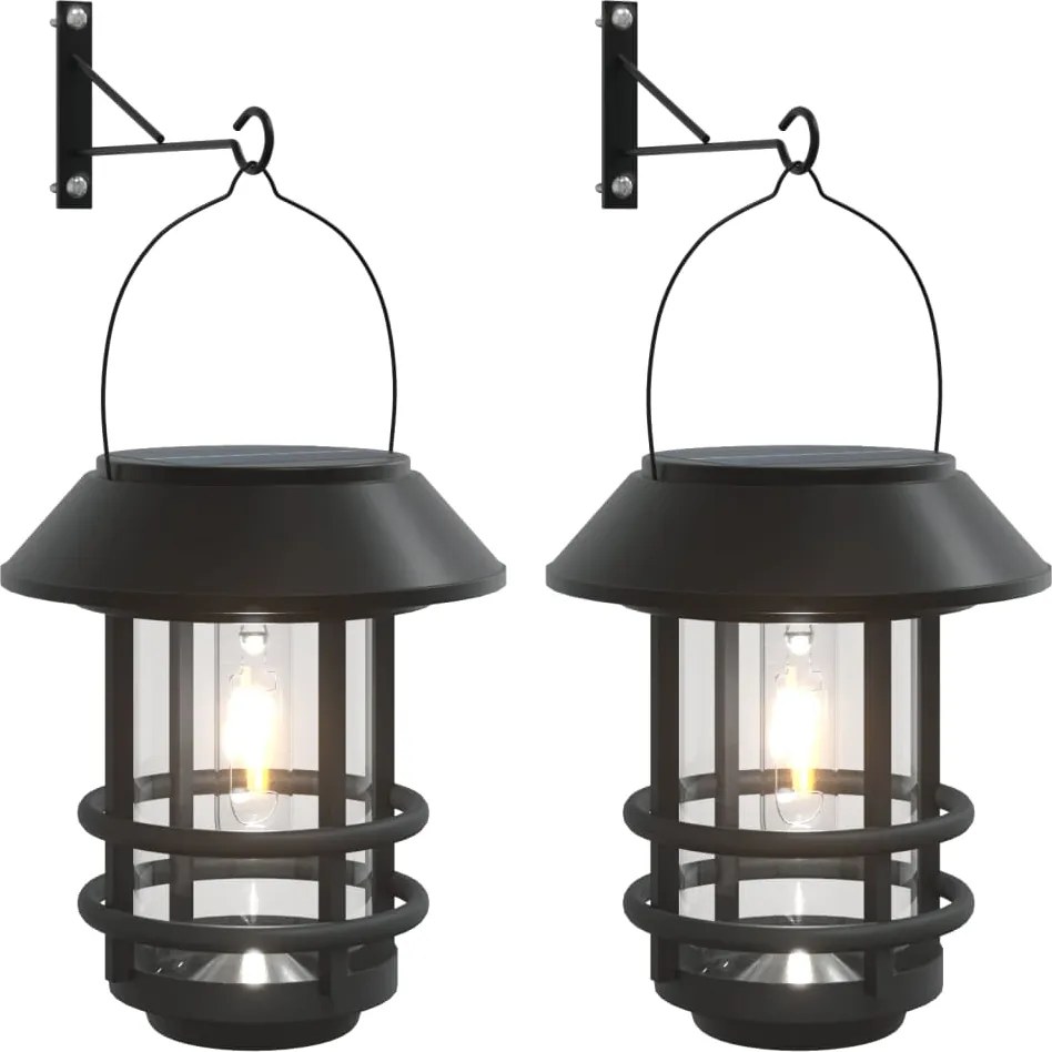 vidaXL Felinare solare de perete de exterior 2 buc. alb