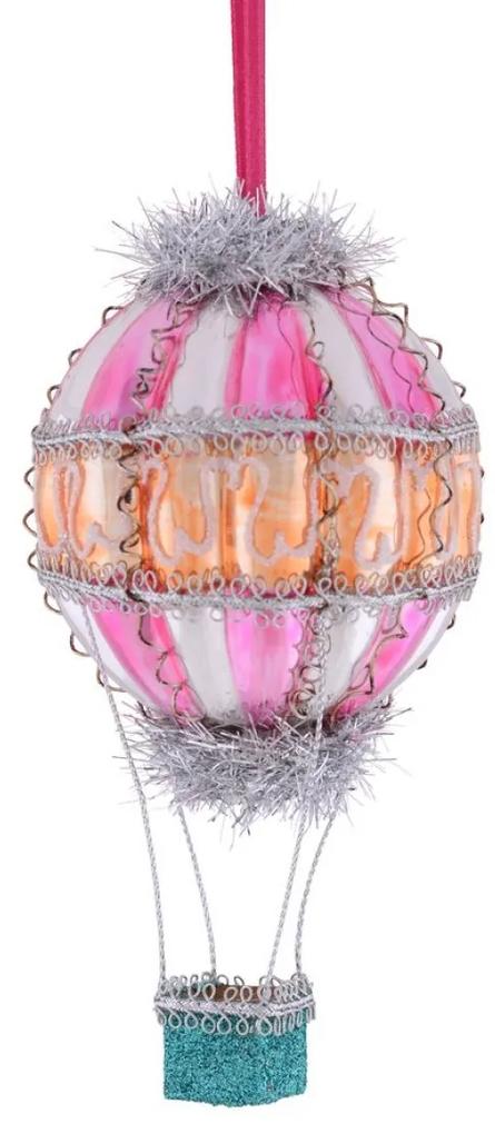 Ornament pentru bradul de Craciun balon aer cald roz