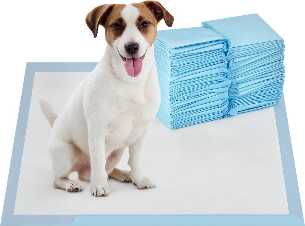 PawHut Set 100 Covoare Absorbante pentru Câini cu 6 Straturi, Covoare Igienice pentru Câini, 45x60 cm, Albastru | Aosom Romania