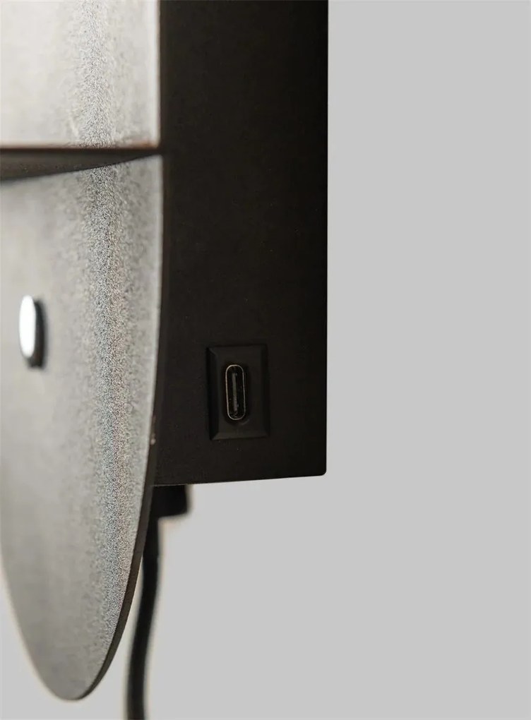 Aplica cu port USB din metal Tokyo negru