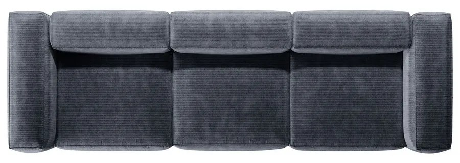 Canapea albastru prăfuit cu tapițerie din catifea reiată 364 cm Bergamo – Cosmopolitan Design