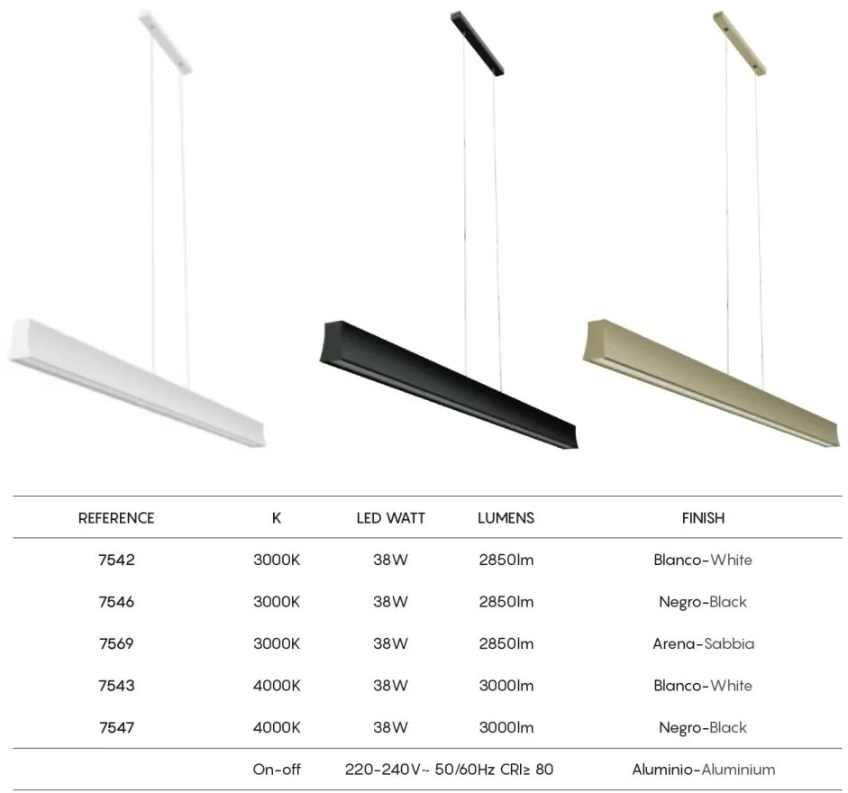 Lustra LED suspendata design liniar HANOK 38W 3000K neagra