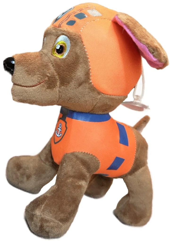 Jucarie de plus paw patrol, zuma,patrula catelusilor, cu melodie, 22 cm, snur cu ventuza, multicolor