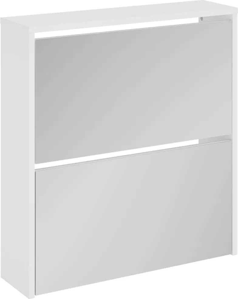 vidaXL Pantofar cu oglindă, 2 niveluri, alb extralucios, 63x17x67 cm