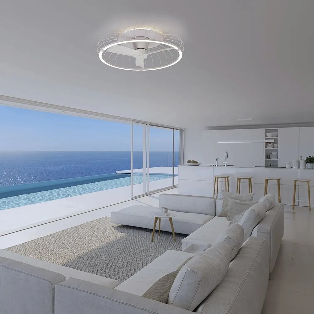 Lustra LED Smart cu Ventilator si telecomanda NATURE ALB