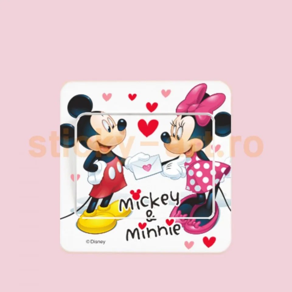 Sticker intrerupator Mickey si Minnie 9x9 cm