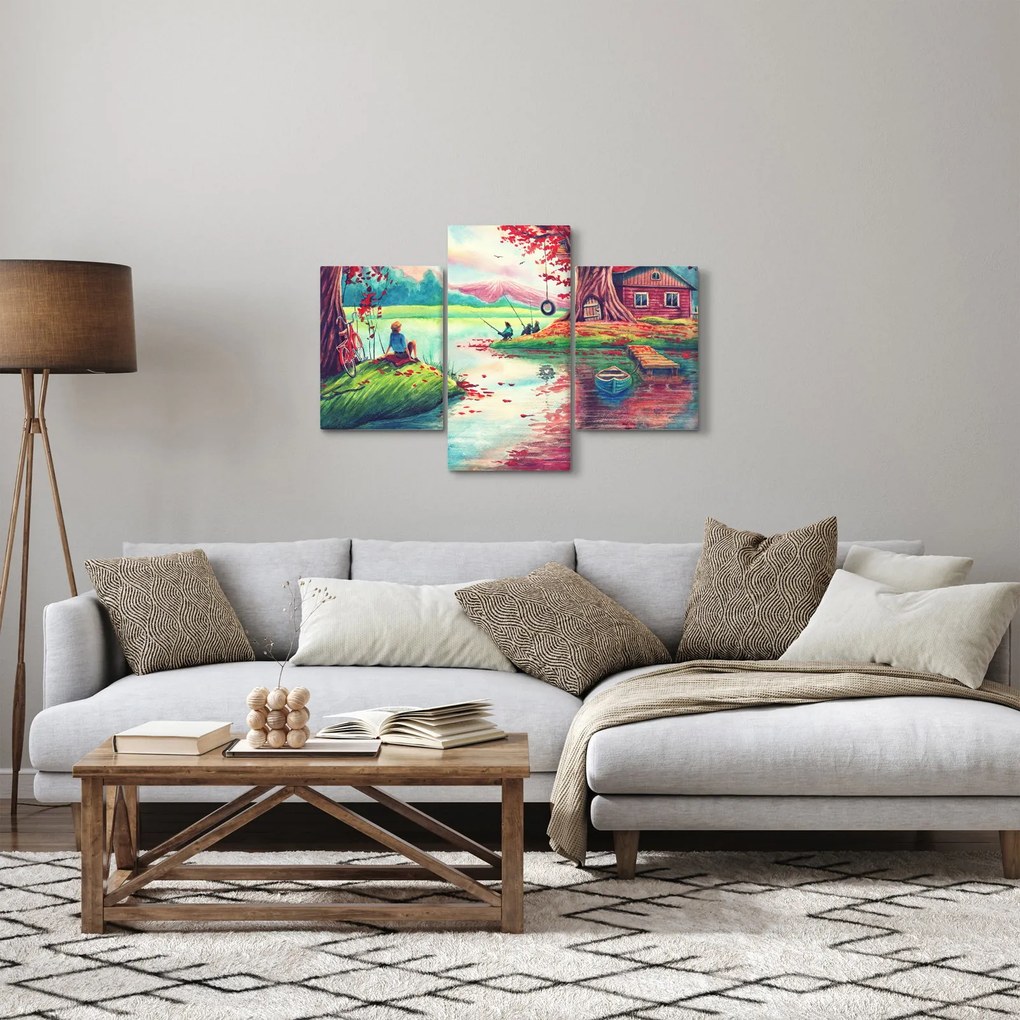 Tablou - Acuarelă, Golf într-un sat de munte (90x60 cm)